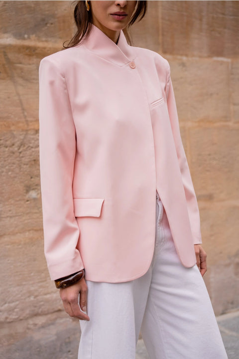 Timeless Structured Jacket with Fold-Down Officer Collar