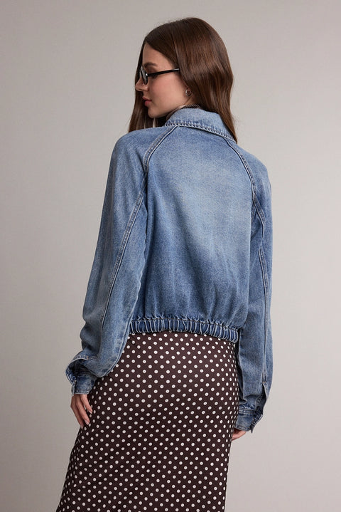 Soft Washed Denim Drawstring Jacket