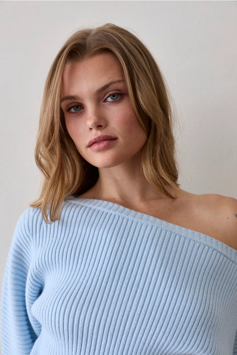 Maggy One Shoulder Fitted Dolman Sleeve Sweater Top