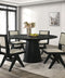 5-Piece Contemporary Round Dining Set with Black Pedestal Table & Light Gray Upholstered Chairs