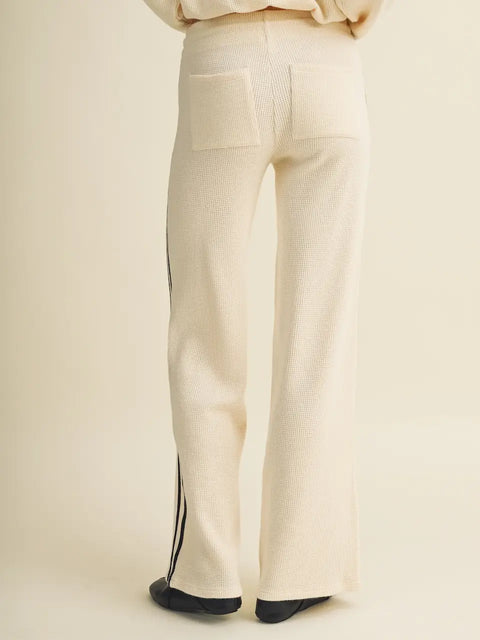 Side Stripe Cozy Waffle Knit Pants