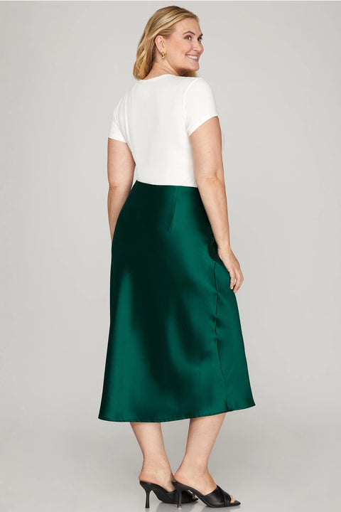 Satin Bias Midi Skirt Plus size
