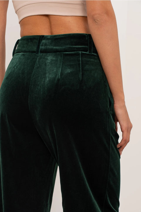 Wide Velvet Flowing Trousers with Double-Button Fastening