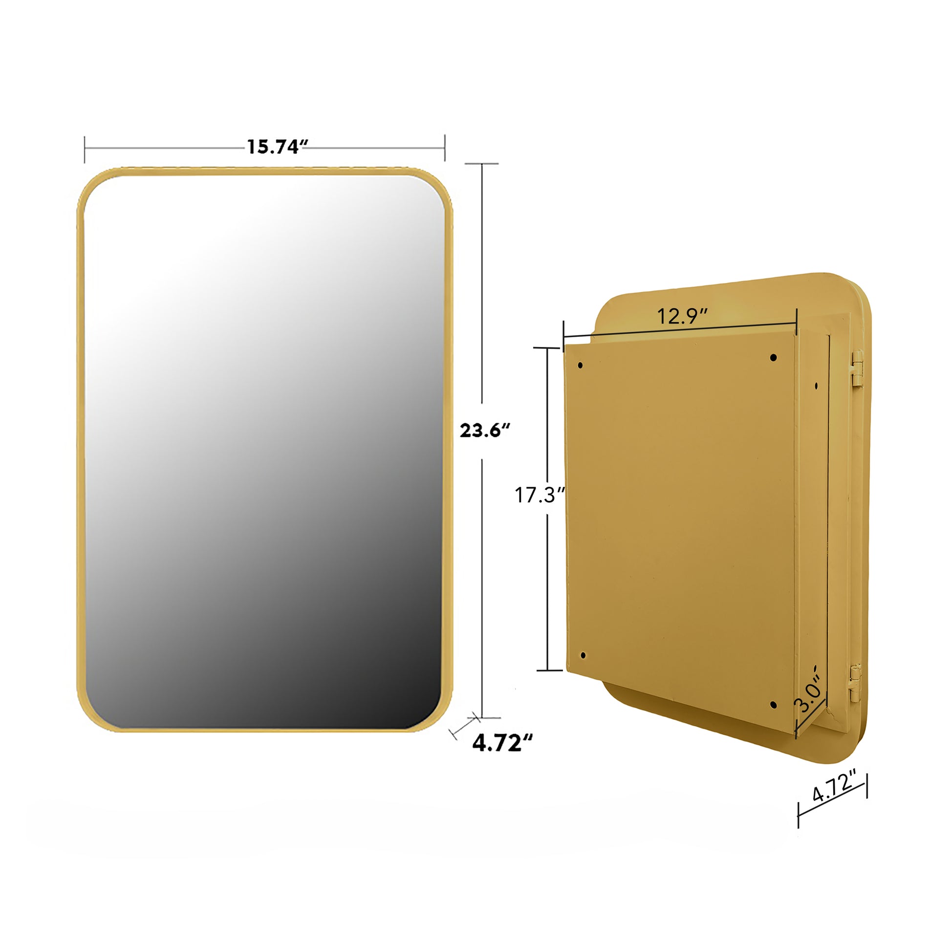 16x24 Inch Recessed Metal Framed Medicine Cabinet with Mirror and Adjustable Shelves Wall Mirror-UH Decor-Default-Urbanheer