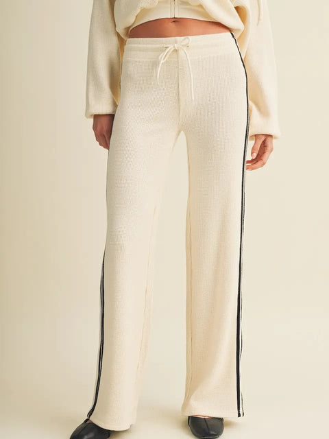Side Stripe Cozy Waffle Knit Pants