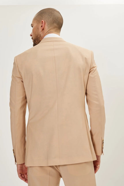 Super 120S Merino Wool Double Breasted Suit - Tan-Suit Jacket and Pants-Ron Tomson-Urbanheer