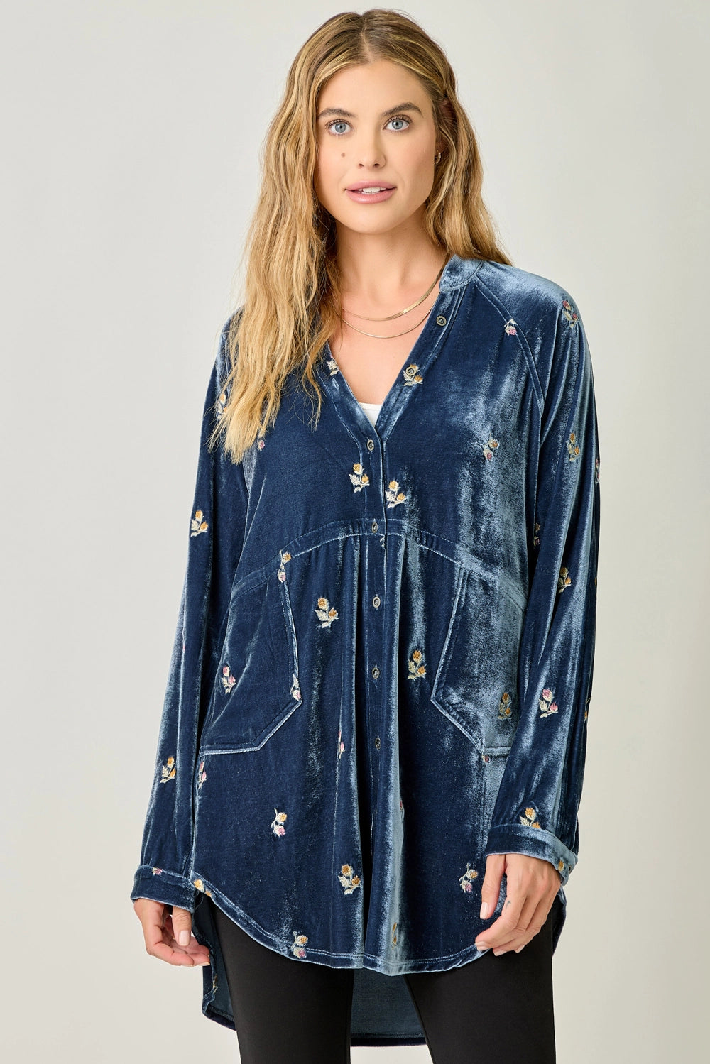 Embroidery Velvet Shirt