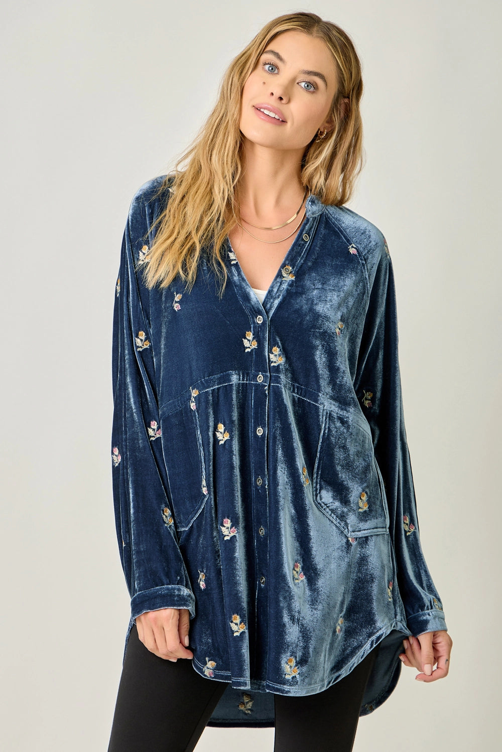 Embroidery Velvet Shirt