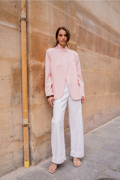 Timeless Structured Jacket with Fold-Down Officer Collar