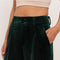 Wide Velvet Flowing Trousers with Double-Button Fastening