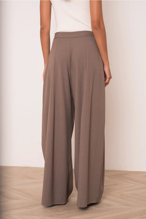 Nikki Wide-Leg High-Waist Trousers with Front Pleats