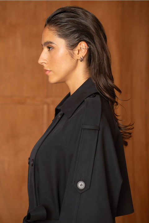 Utility Oversized Long Double-Breasted Trench