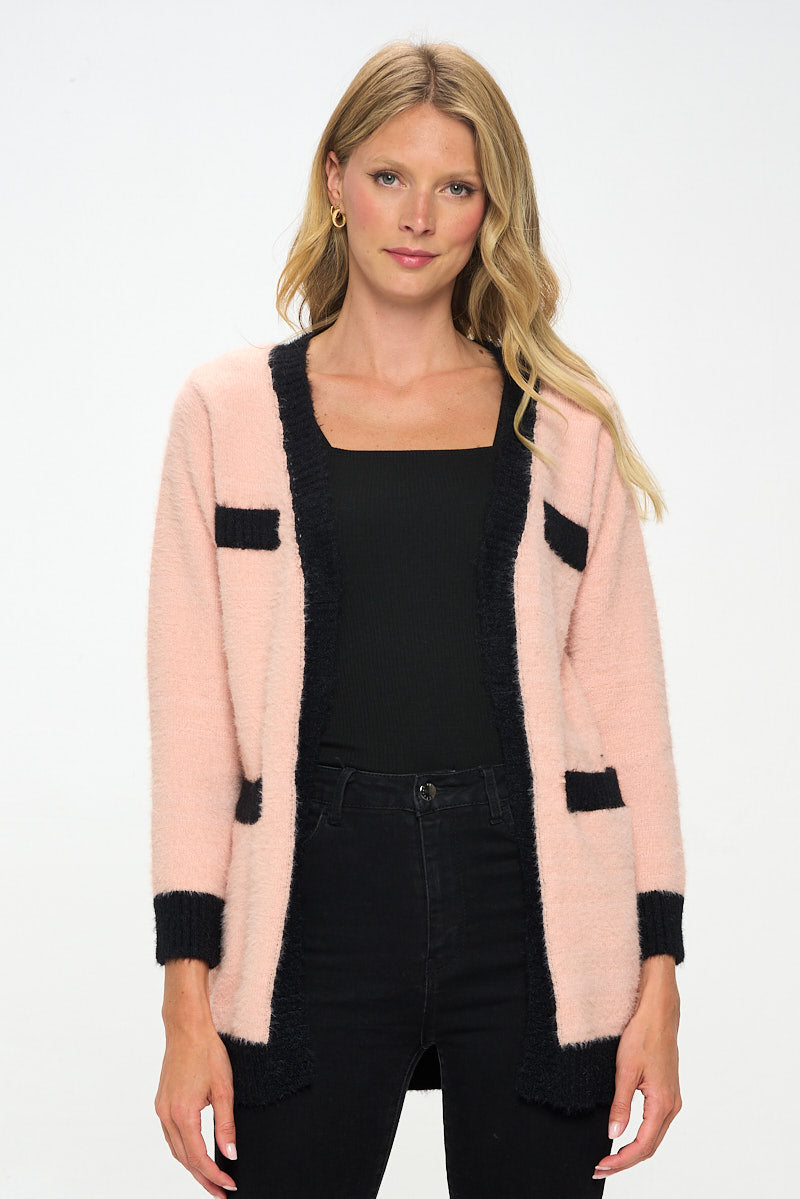 Knit Open Front Cardigan With Pockets-Renee C.-S-Urbanheer