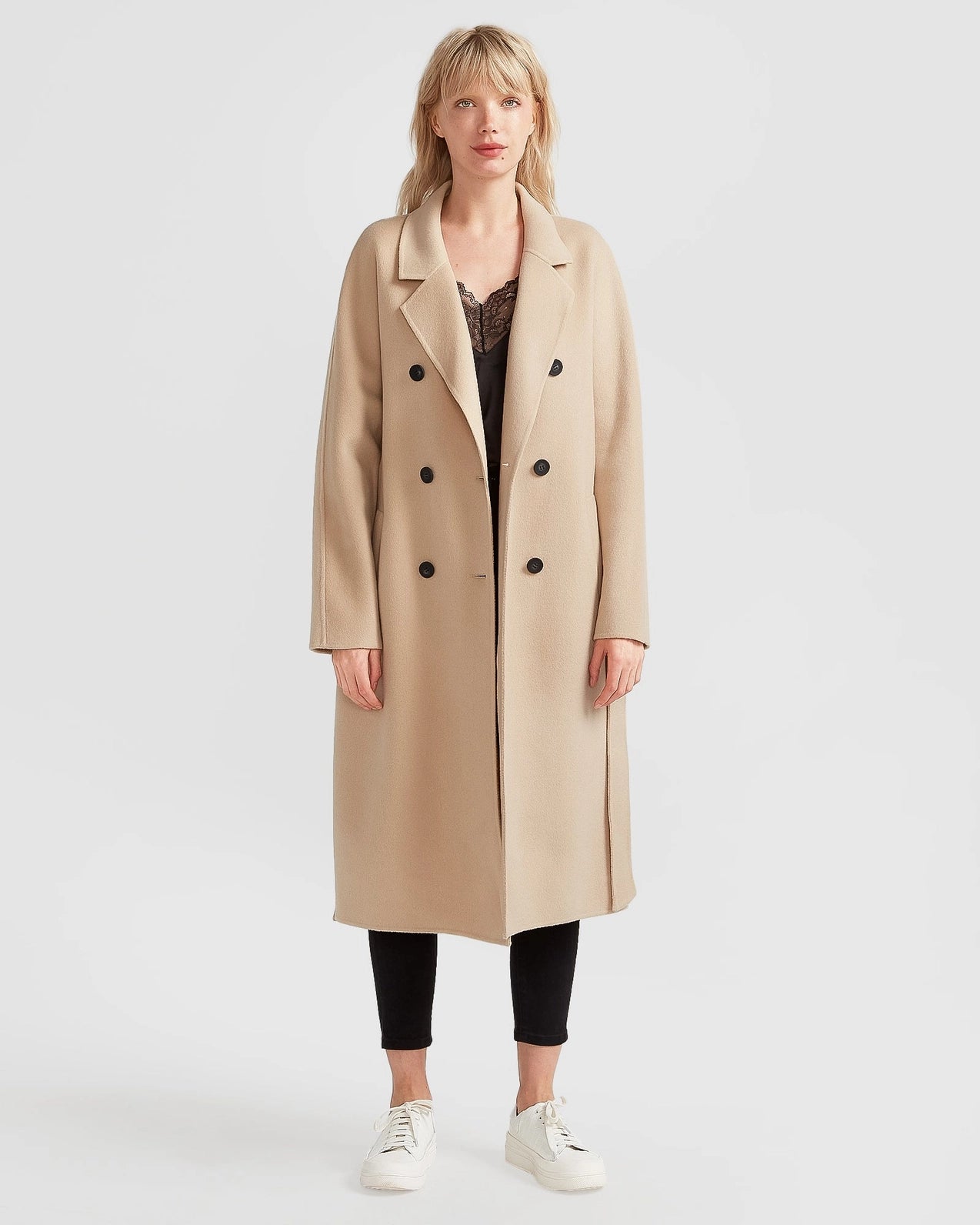 Boss Girl Double-Breasted Lined Wool Coat - Pale Oat-Clothing - Women-Belle & Bloom-S-Urbanheer