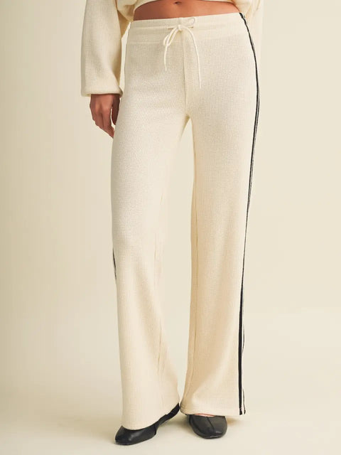 Side Stripe Cozy Waffle Knit Pants