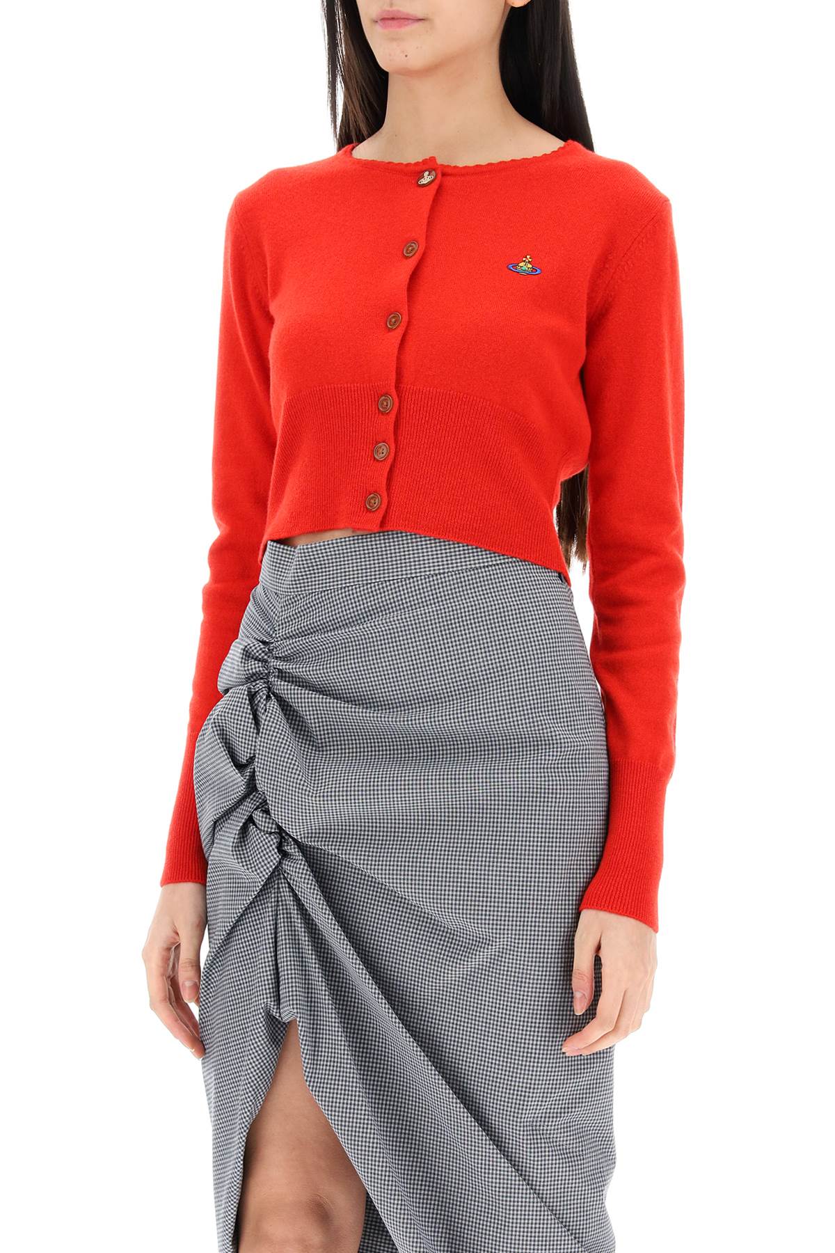 Red Vivienne Westwood Bea Cropped Cardigan-Vivienne Westwood-XS-Urbanheer