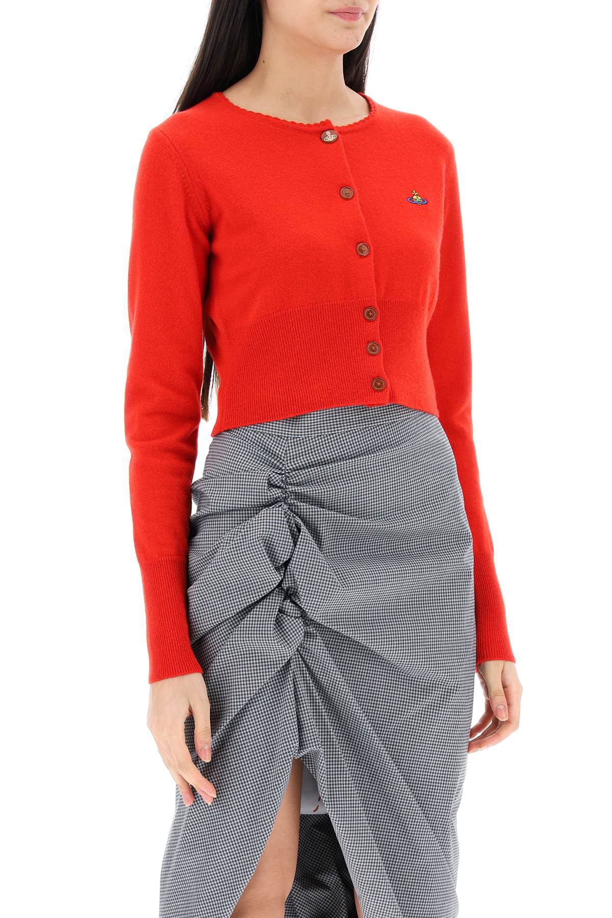 Red Vivienne Westwood Bea Cropped Cardigan-Vivienne Westwood-XS-Urbanheer