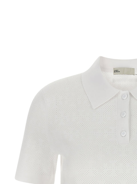 Tory Burch Pointelle Viscose Polo Shirt
