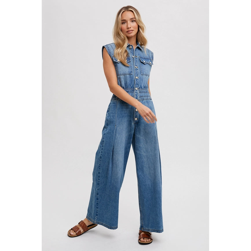 Denim Jumpsuit Lt Wash-Jumpsuits & Rompers-Faith Apparel-S-Urbanheer