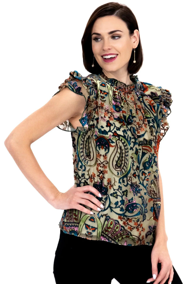 Vixen Top - Vineyard Bloom Pine-Clothing - Women-Eva Franco-Urbanheer