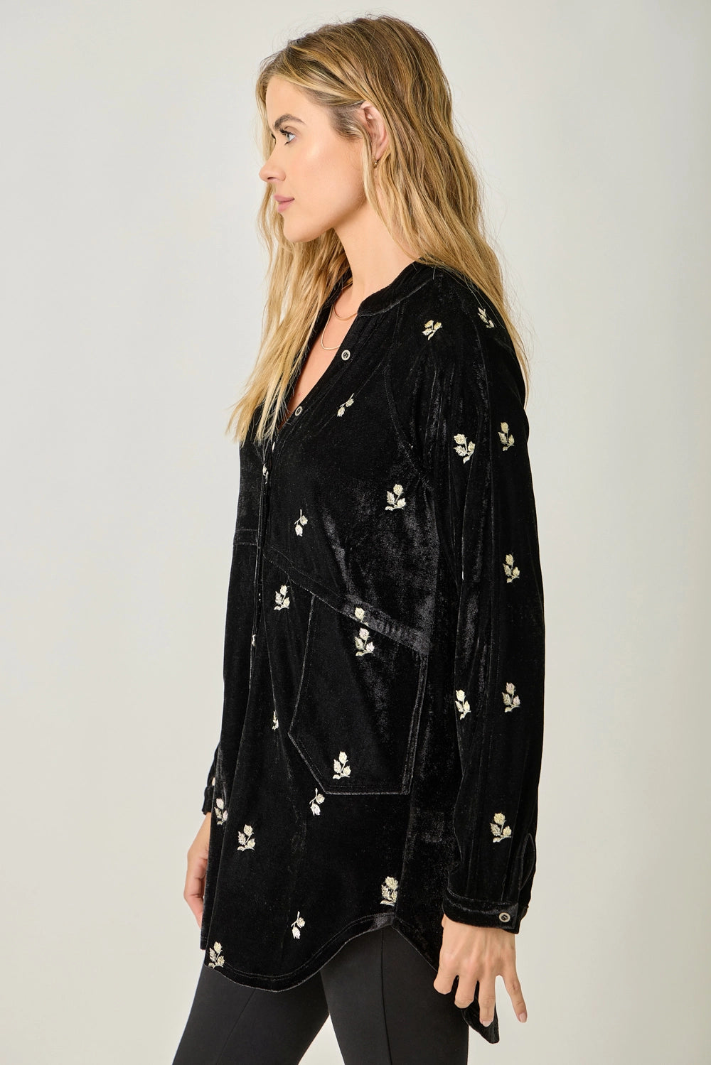Embroidery Velvet Shirt