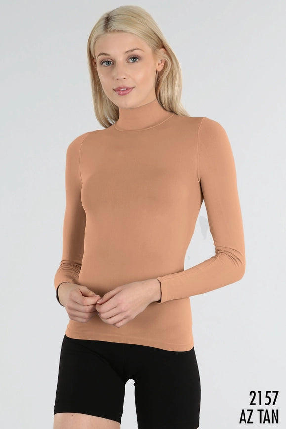 Long Sleeve Mock Neck Top-TOP-NIKIBIKI-Az Tan-Urbanheer