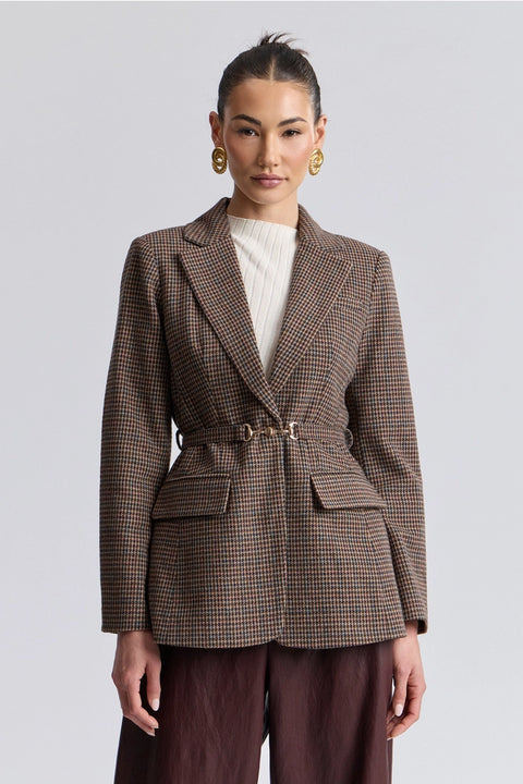 Houndstooth Belted Blazer