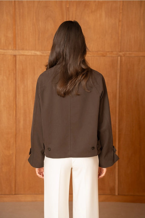 Utility Short Jacket with Lapels That Can Be Turned Up Into A Stand-Up Collar