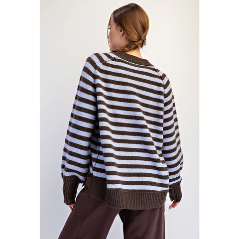 Striped Cozy Cashmere V-Neck Sweater