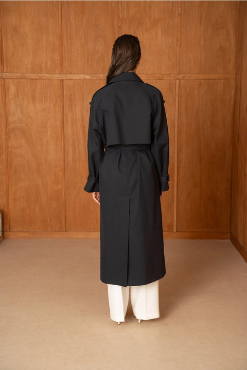 Utility Oversized Long Double-Breasted Trench