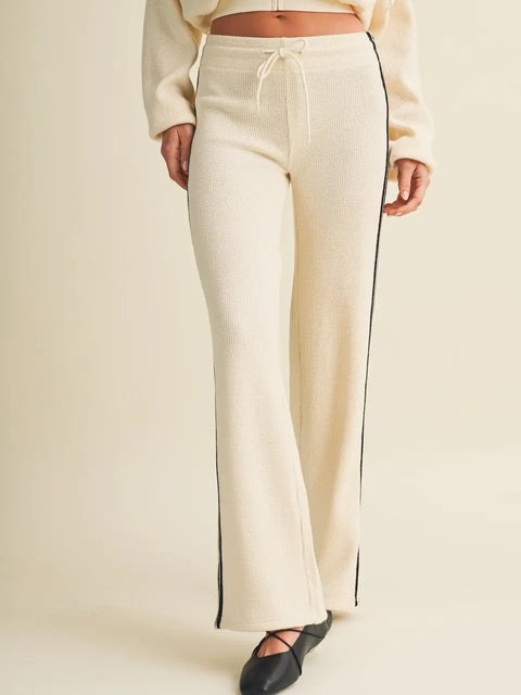 Side Stripe Cozy Waffle Knit Pants