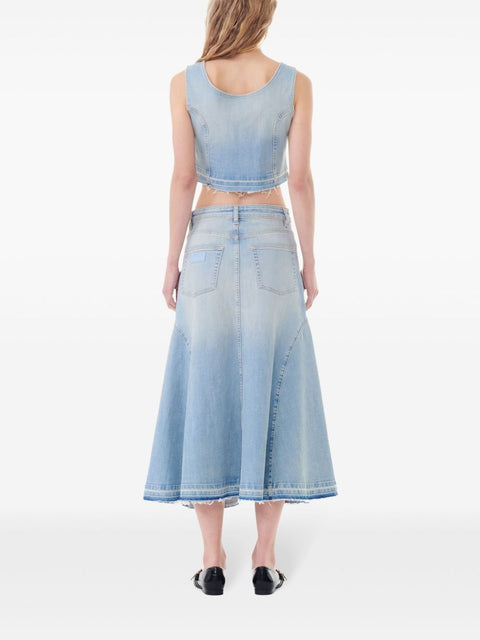 Ganni Flared denim skirt