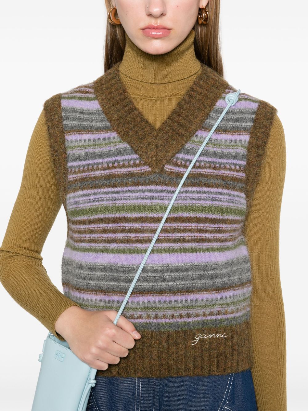 Ganni Striped v-neck vest