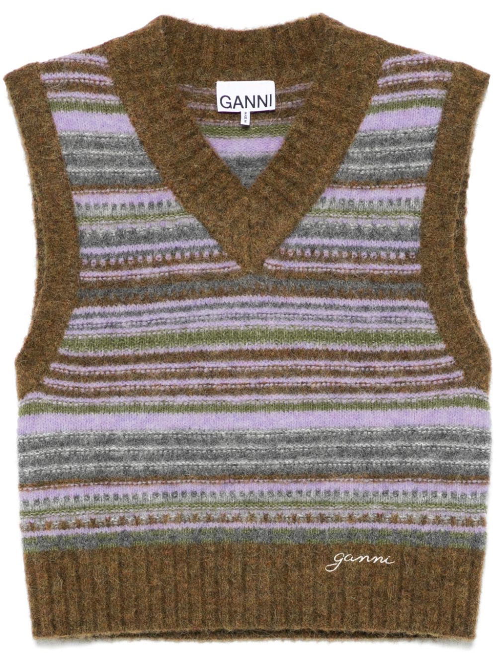 Ganni Striped v-neck vest