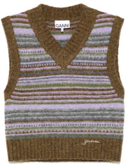 Ganni Striped v-neck vest