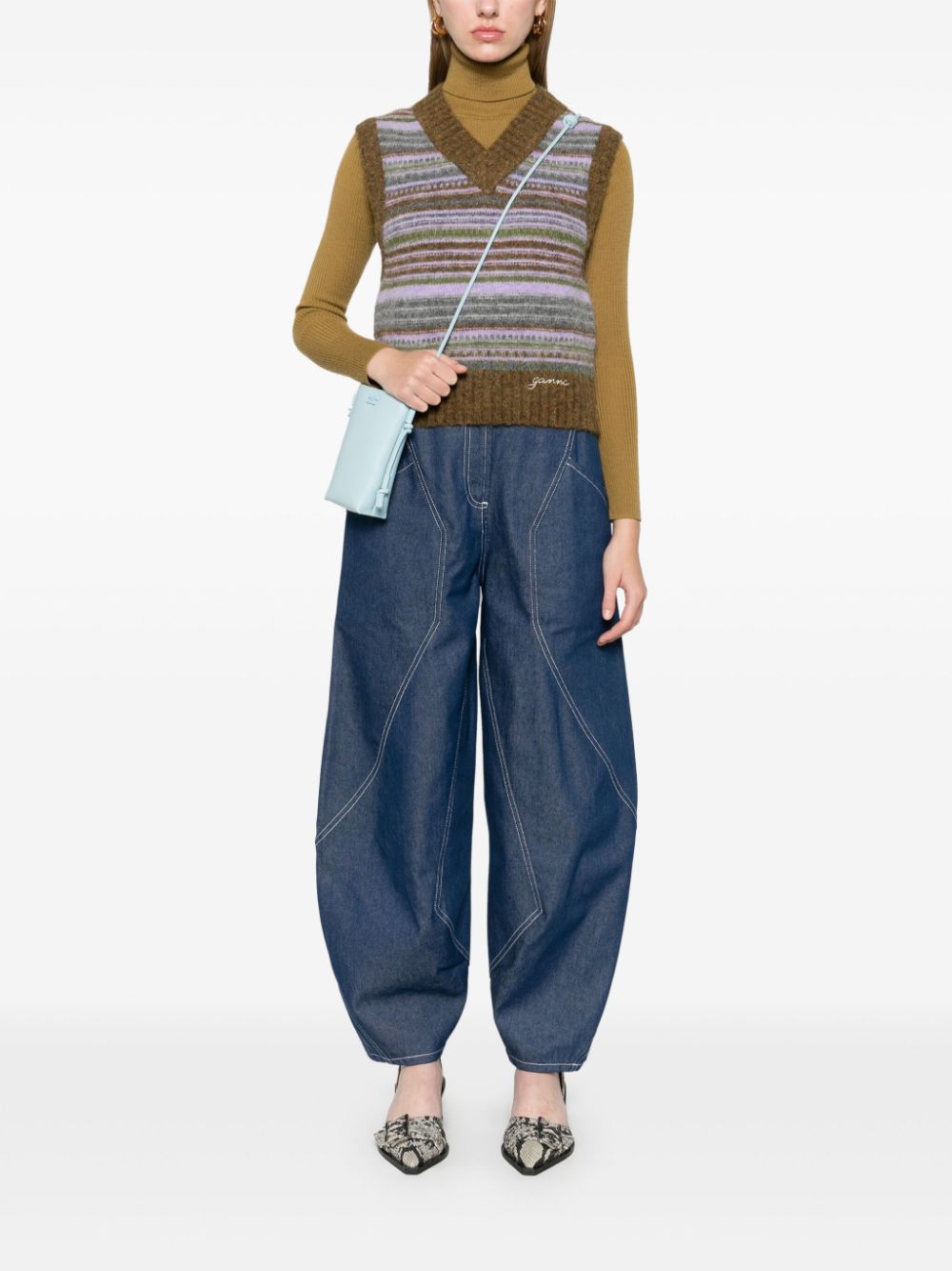 Ganni Striped v-neck vest