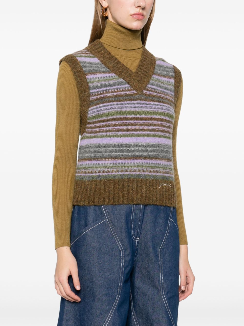 Ganni Striped v-neck vest