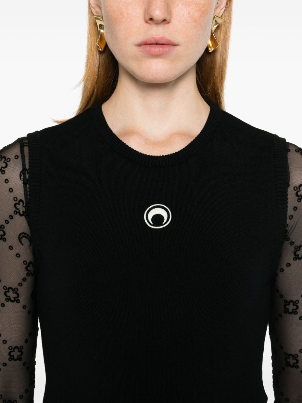 Marine Serre Crescent Moon-embroidered tank top-Topwear-Marine Serre-L-Urbanheer