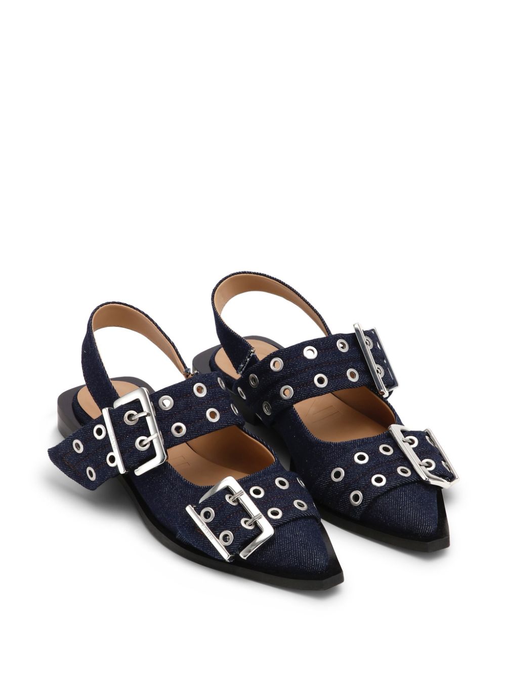 Ganni Denim Feminine Buckle Ballerinas-Flat Shoes-Ganni-39-Urbanheer