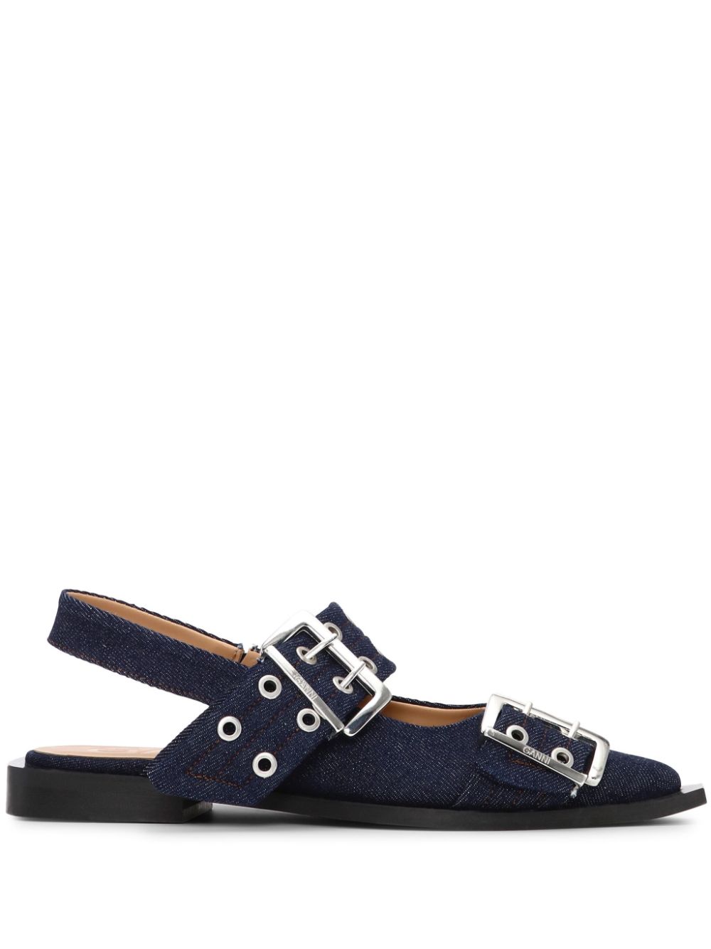 Ganni Denim Feminine Buckle Ballerinas-Flat Shoes-Ganni-39-Urbanheer