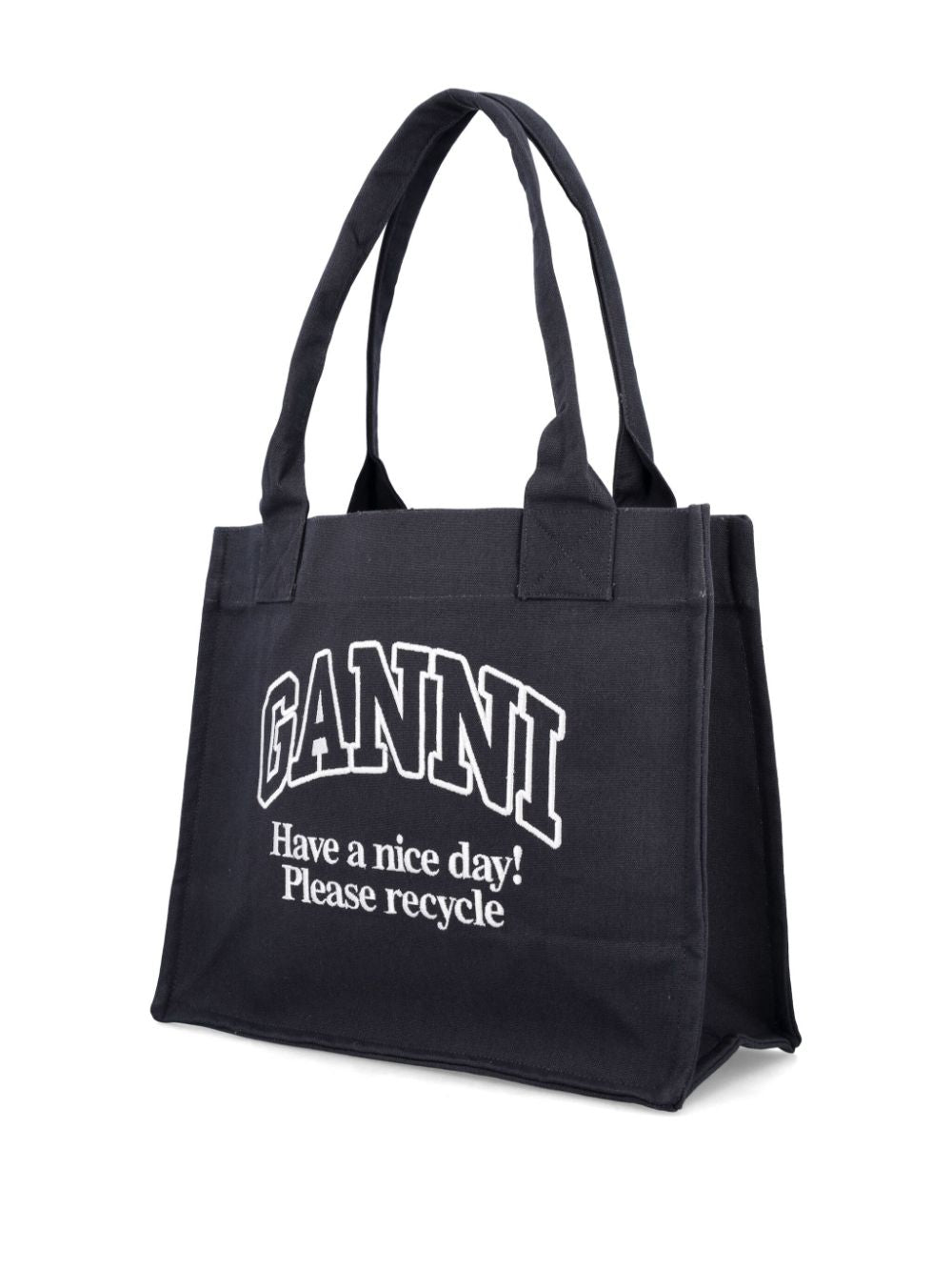 Ganni Large shopper bag with logo-Shopper-Ganni-UNI-Urbanheer