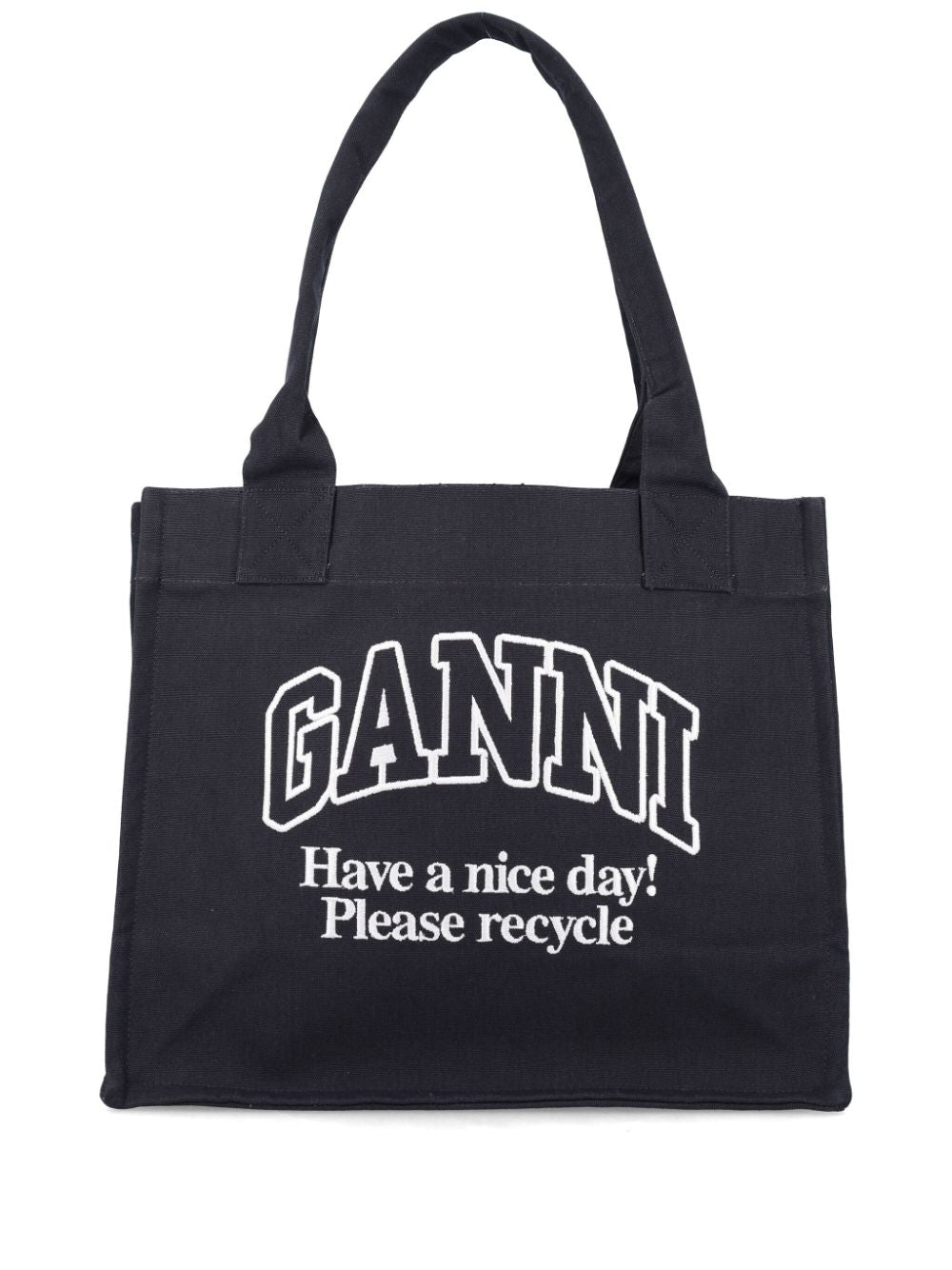 Ganni Large shopper bag with logo-Shopper-Ganni-UNI-Urbanheer