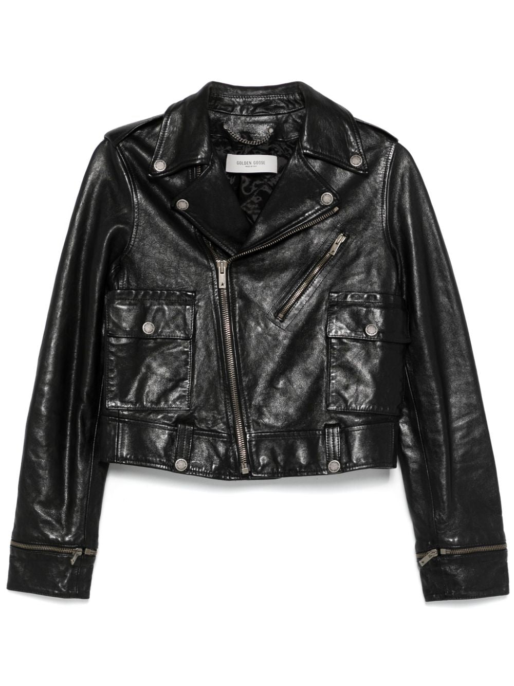 Golden Goose leather jacket with shiny effect-Jackets-Golden Goose-40-Urbanheer