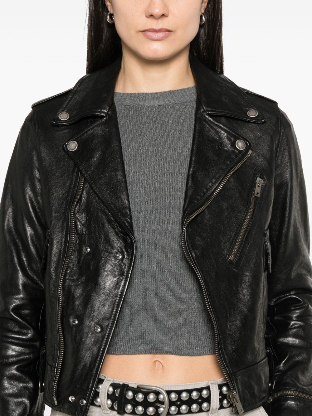 Golden Goose leather jacket with shiny effect-Jackets-Golden Goose-40-Urbanheer