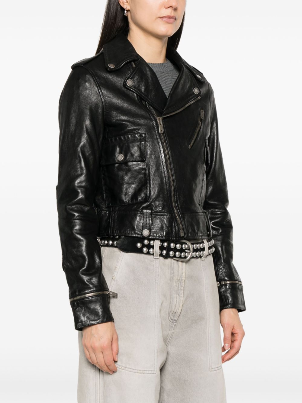 Golden Goose leather jacket with shiny effect-Jackets-Golden Goose-40-Urbanheer
