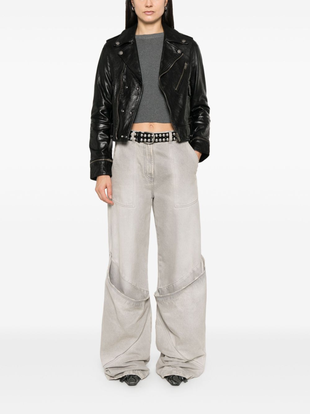 Golden Goose leather jacket with shiny effect-Jackets-Golden Goose-40-Urbanheer