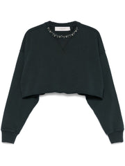 Golden Goose Cropped Cotton Sweatshirt with Crystals on the Front-Topwear-Golden Goose-L-Urbanheer