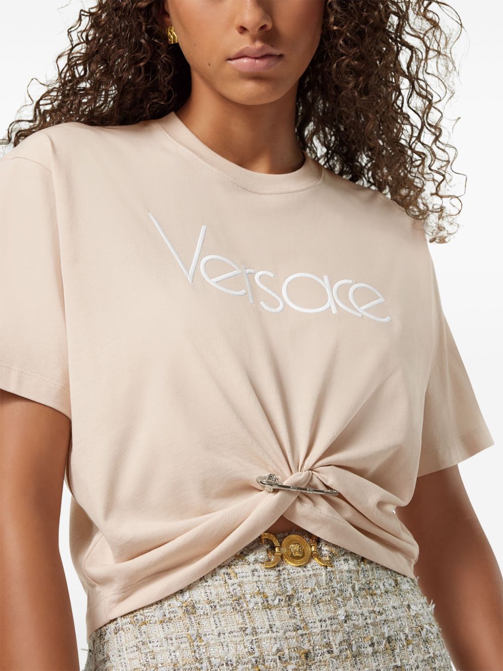 Versace 1978 Re-Edition Logo Safety Pin Short T-Shirt-Topwear-Versace-38-Urbanheer
