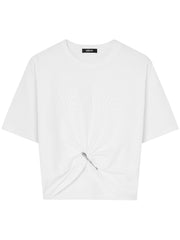 Versace logo-embroidered T-shirt in white-Topwear-Versace-40-Urbanheer