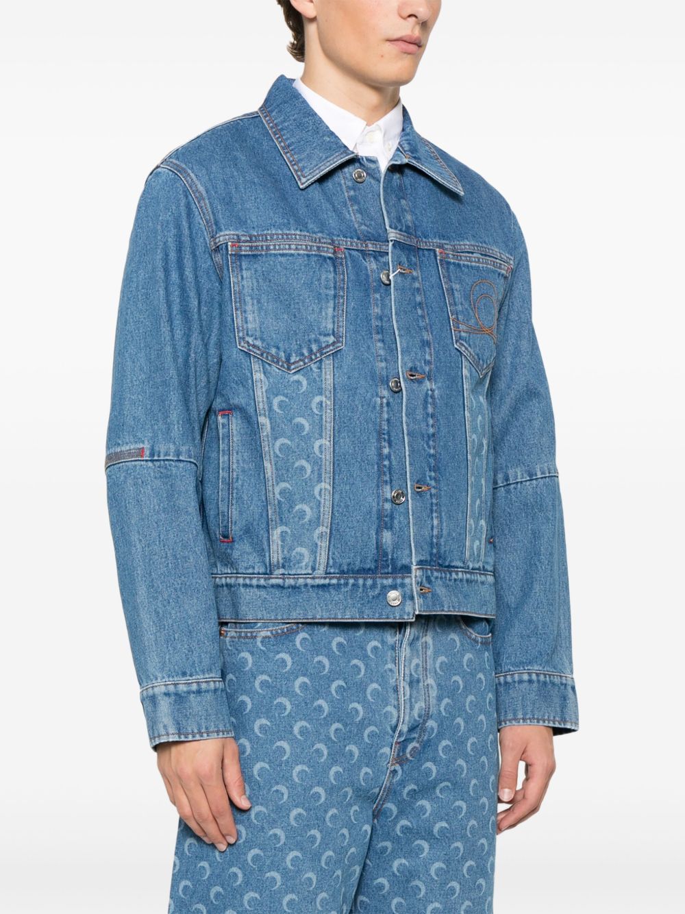 Marine Serre crescent moon-print denim jacket-Jackets-Marine Serre-50-Urbanheer